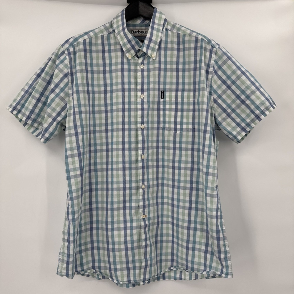 Barbour Tattersall Tailored Fit Shirt Men XL Button Up Preppy Nautical Old Money